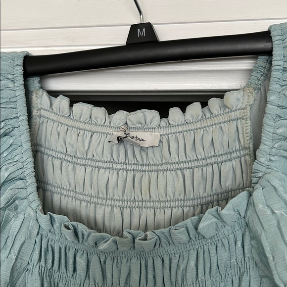 Polygram Blue Smocked Midi Dress - Picture 6 of 7